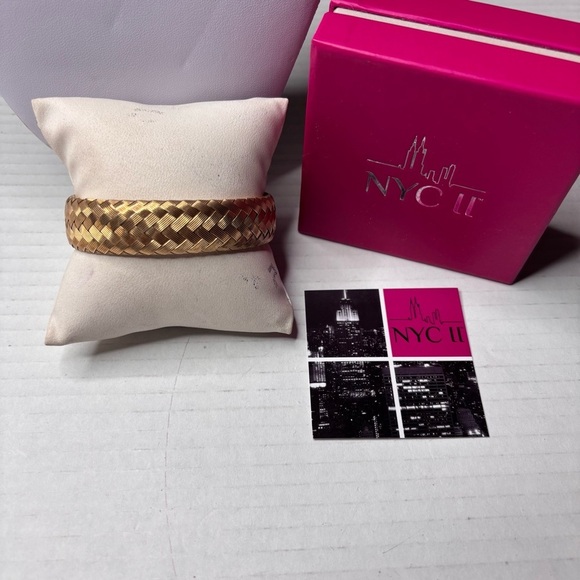 NYC II Sterling Silver Vintage Pave CZ Encrusted Woven Braid Cuff Bracelet - Picture 1 of 6